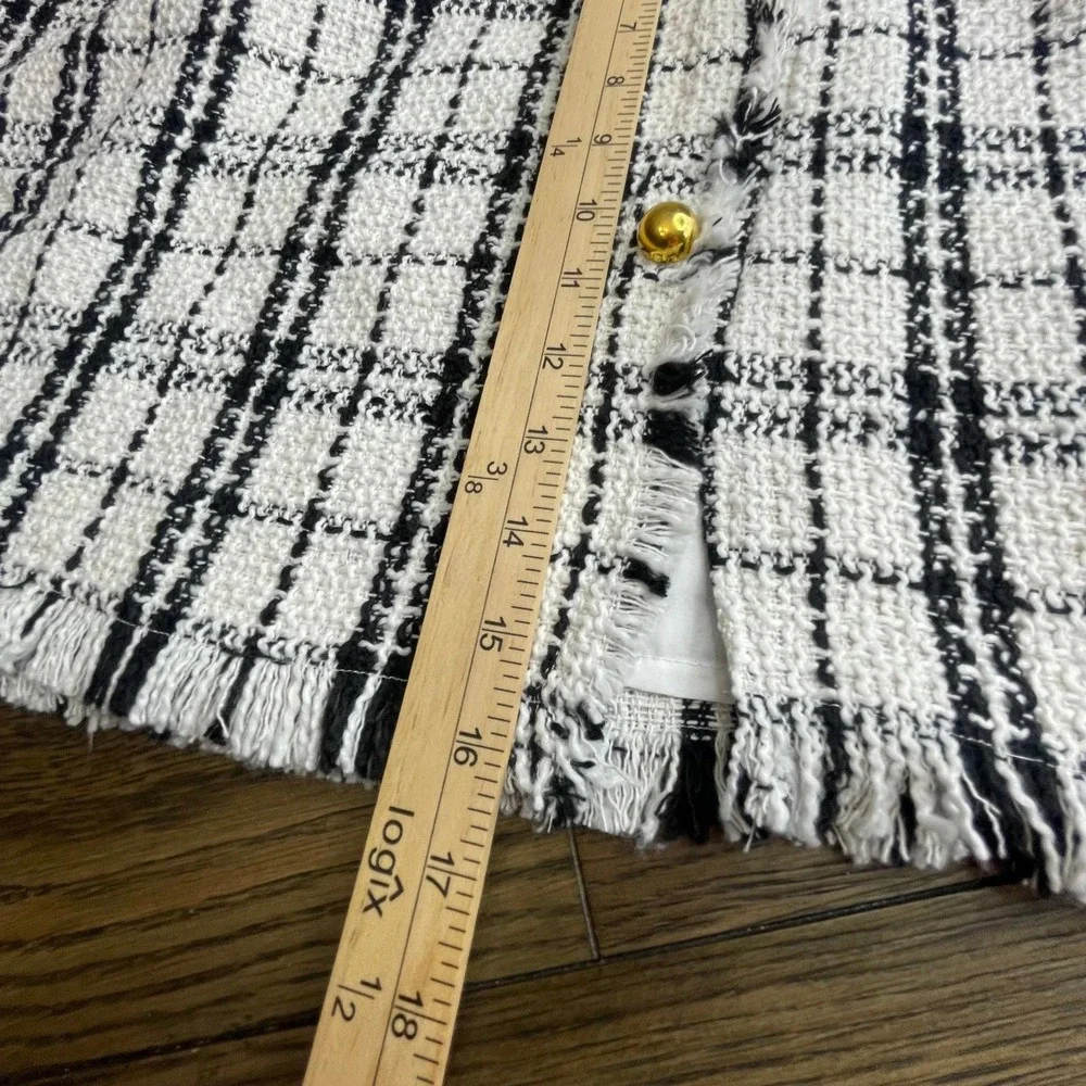 Tweed Mini Skirt Plaid Black White XL‎ NWT Kate Kasin